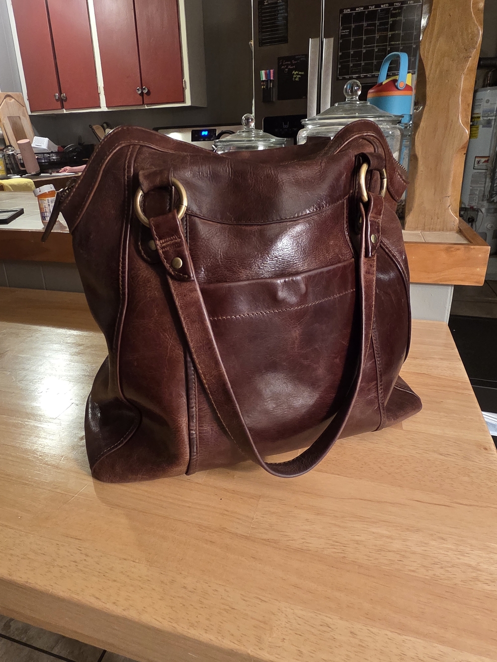 Leather Tote With Organizer Insert